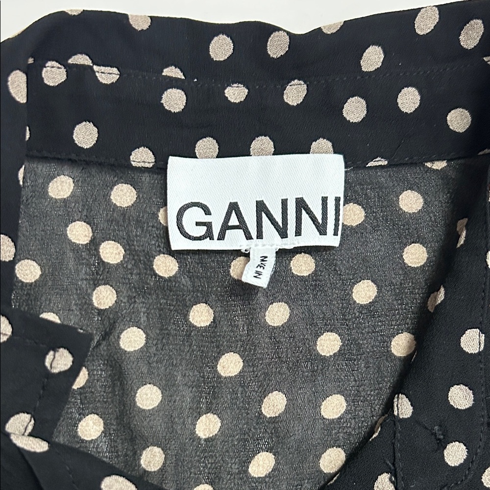 Ganni Black and Cream Polka Dot Shirt (size 34/XS) - Picture 5 of 7
